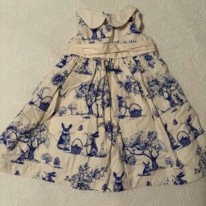 Gymboree 12-18m Charming Cream and Blue Dress with Rabbit Print Easter dress